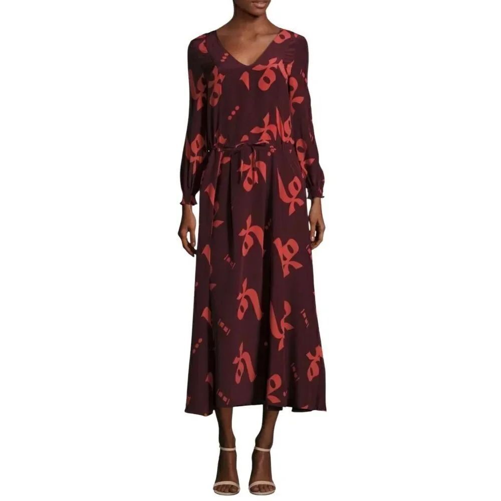 Lemlem Adia silk printed drawstring maxi dress XS
